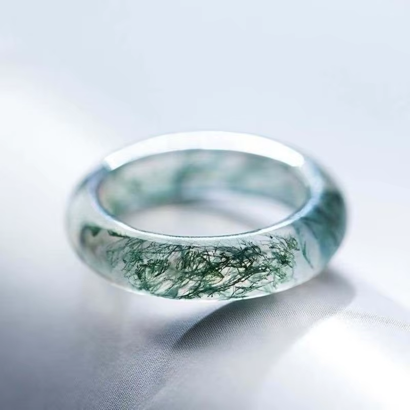 Nouvelle bague en agate aquatique naturelle, à la mode et polyvalente