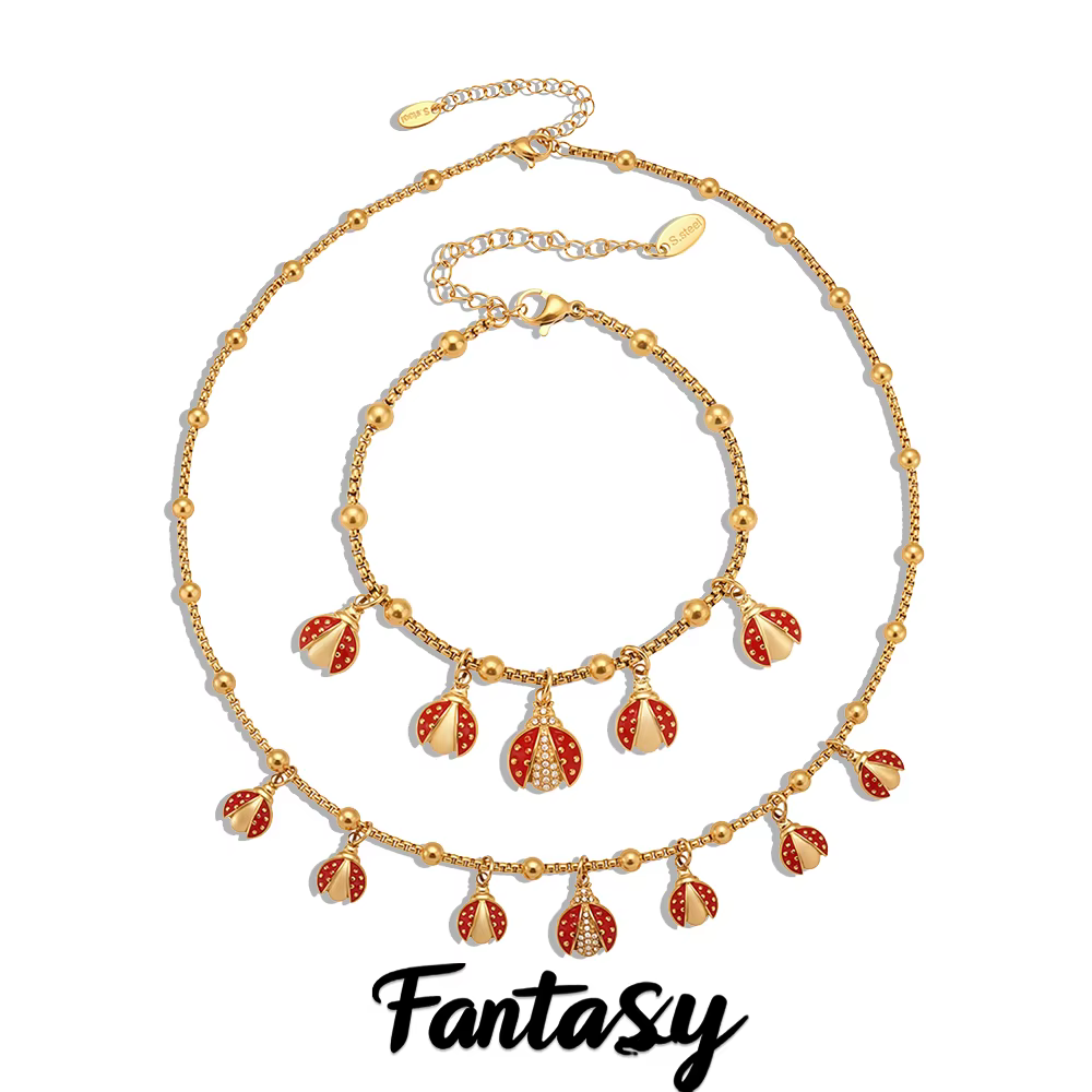 Collier pendentif coccinelle mignon plaqué or en acier inoxydable