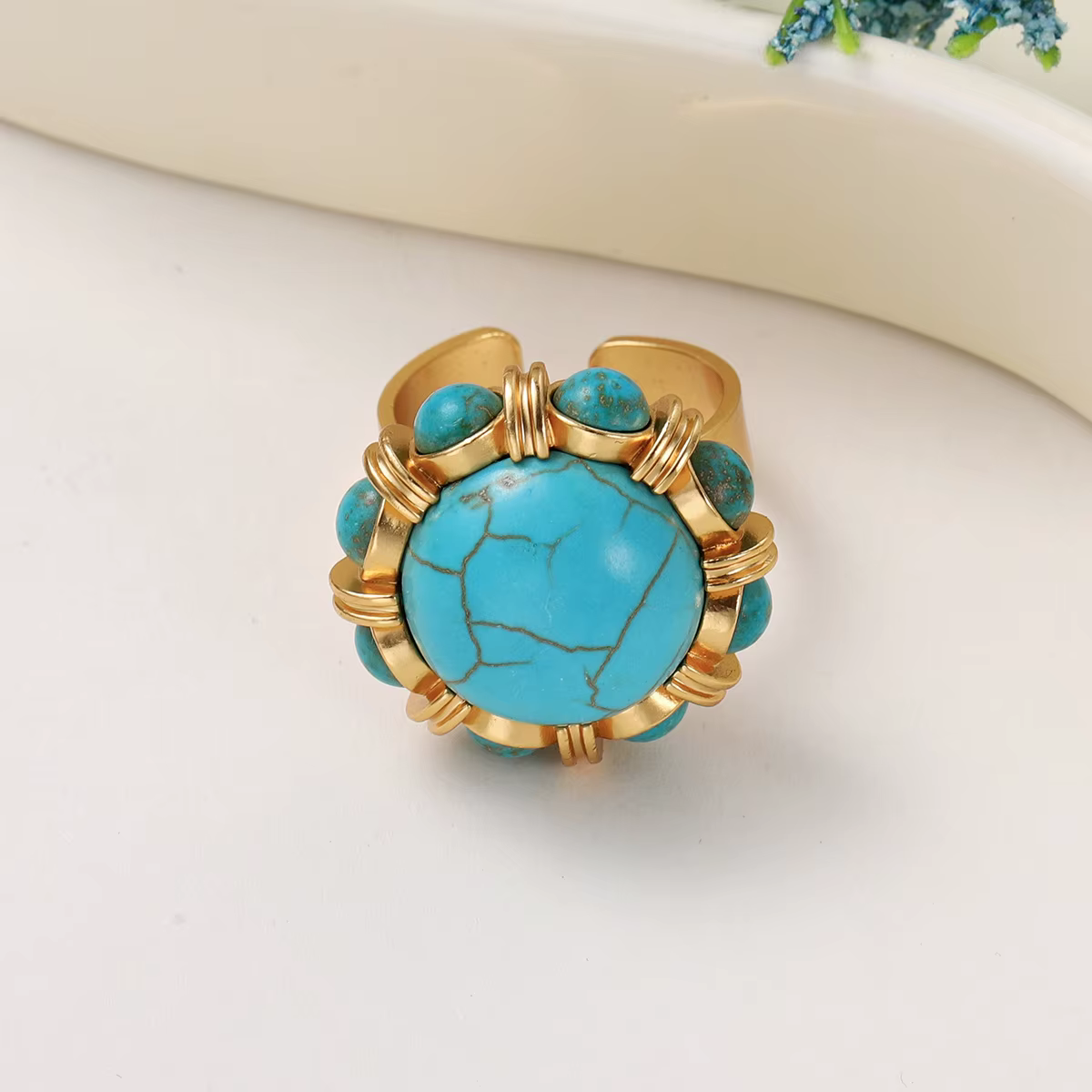 Bague bohème vintage en turquoise pour femme
