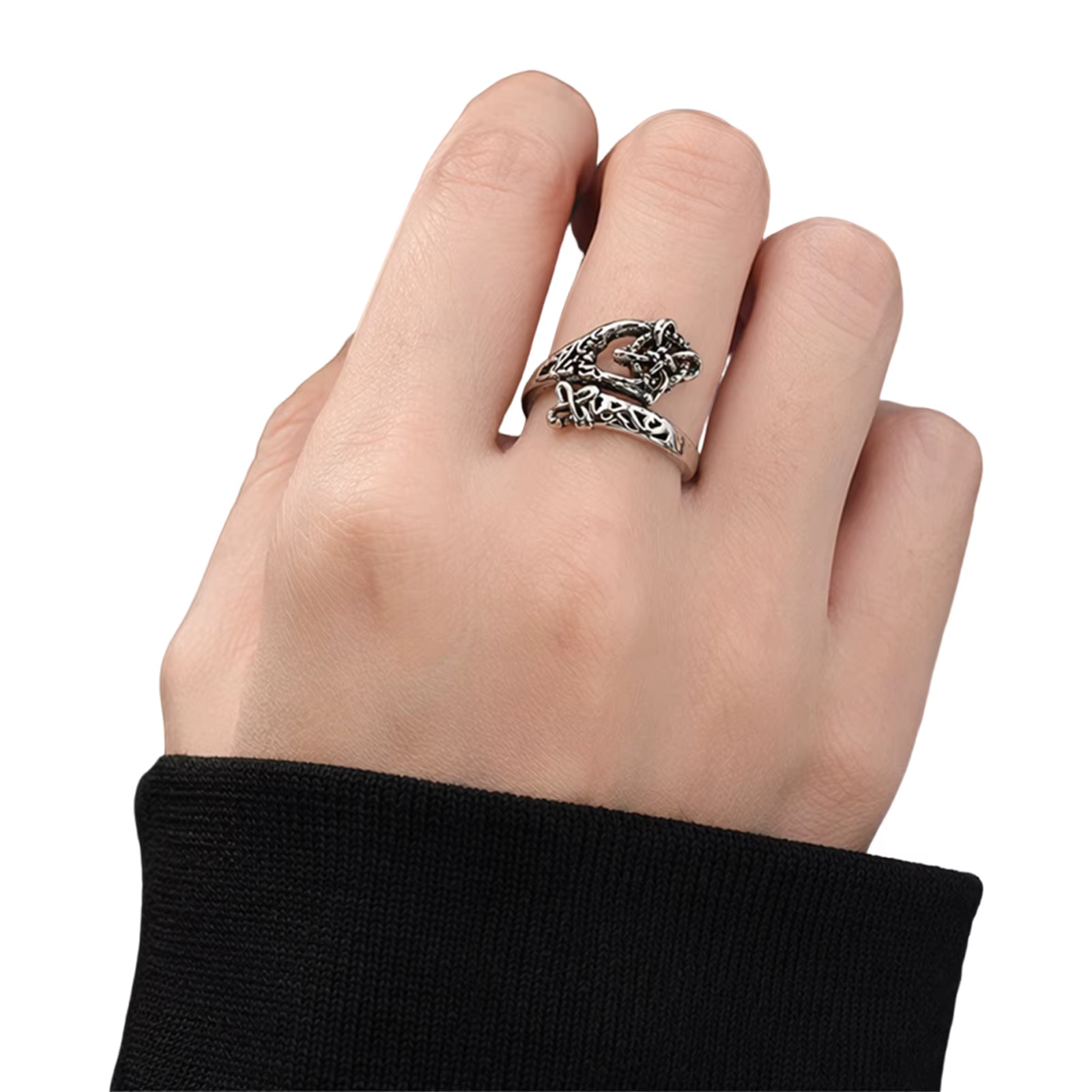 Bague ajustable en argent vintage pour femmes