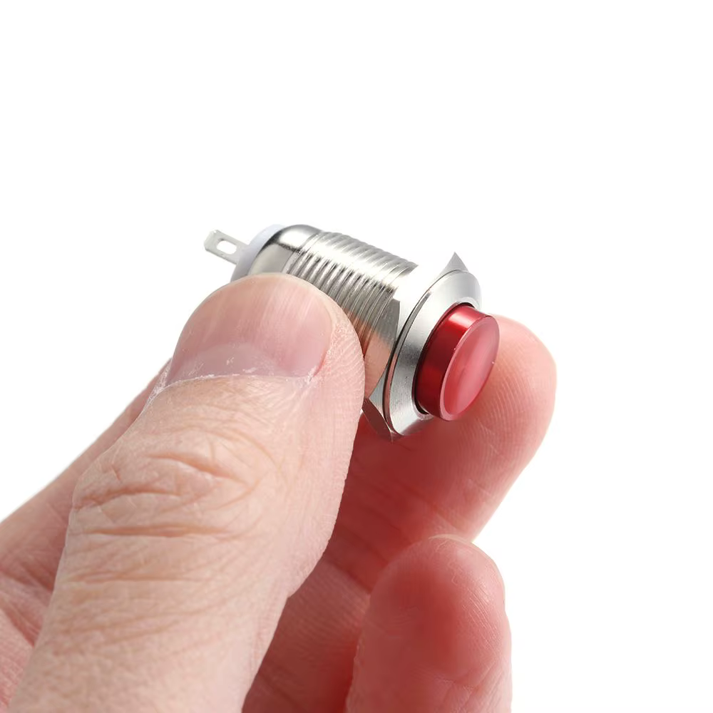 Joli momentané à bouton-poussoir en métal multicolore, anneau étanche, 12mm