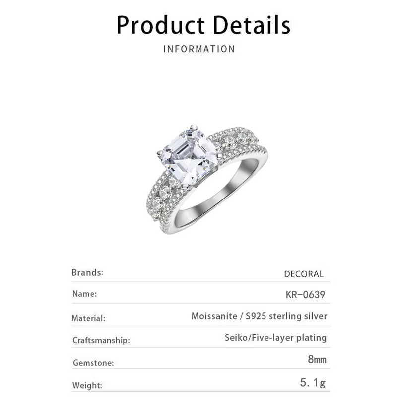 Bague de luxe en argent S925 pour femme