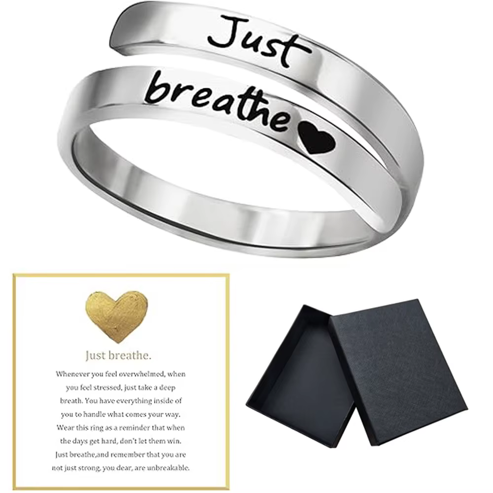 Bague en forme de cœur Just Breathe pour femmes et hommes