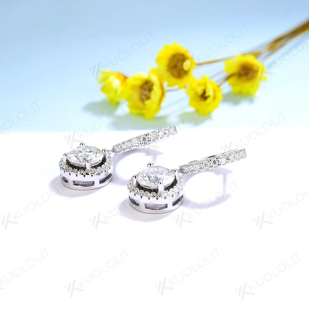 Kuololit-Boucles d'oreilles clip Moissanite pour femme