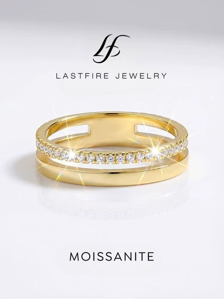 Bague de luxe en moissanite véritable pour femmes