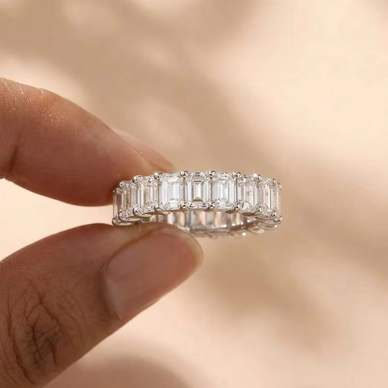 Superbes bagues de fiançailles en argent sterling 925 de haute qualité, bijoux de mariage en vogue, zircon carré pavé, élégantes pour femme