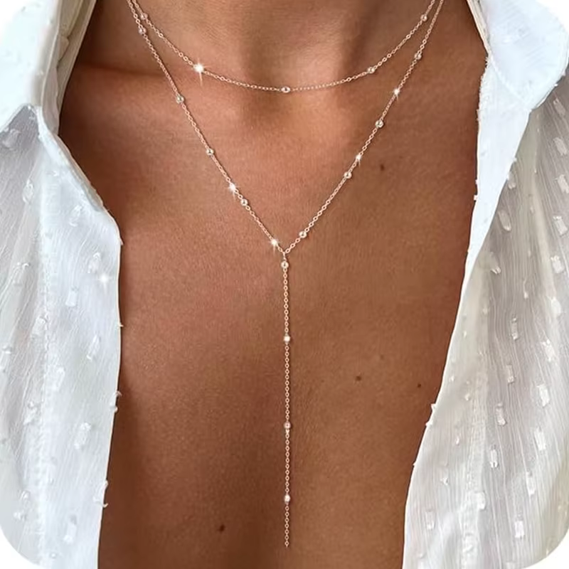 Collier Long délicat plaqué or 14 carats