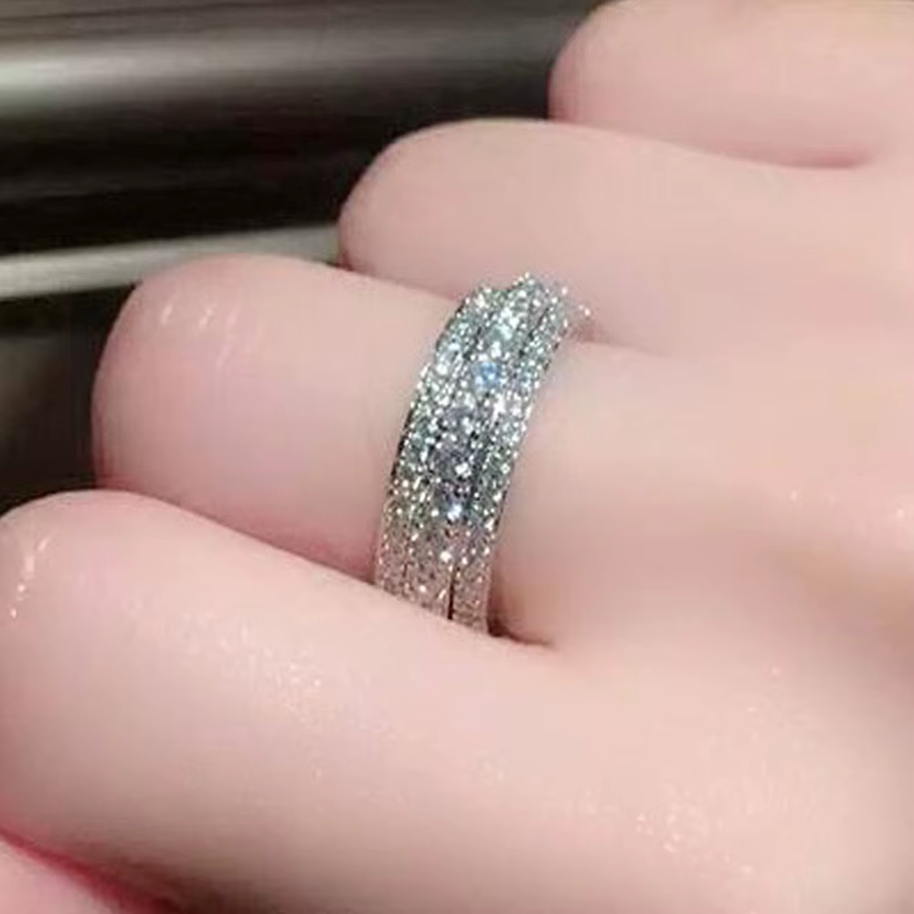 Bague ronde en argent Sterling 925 incrustée de cristal de Zirconium