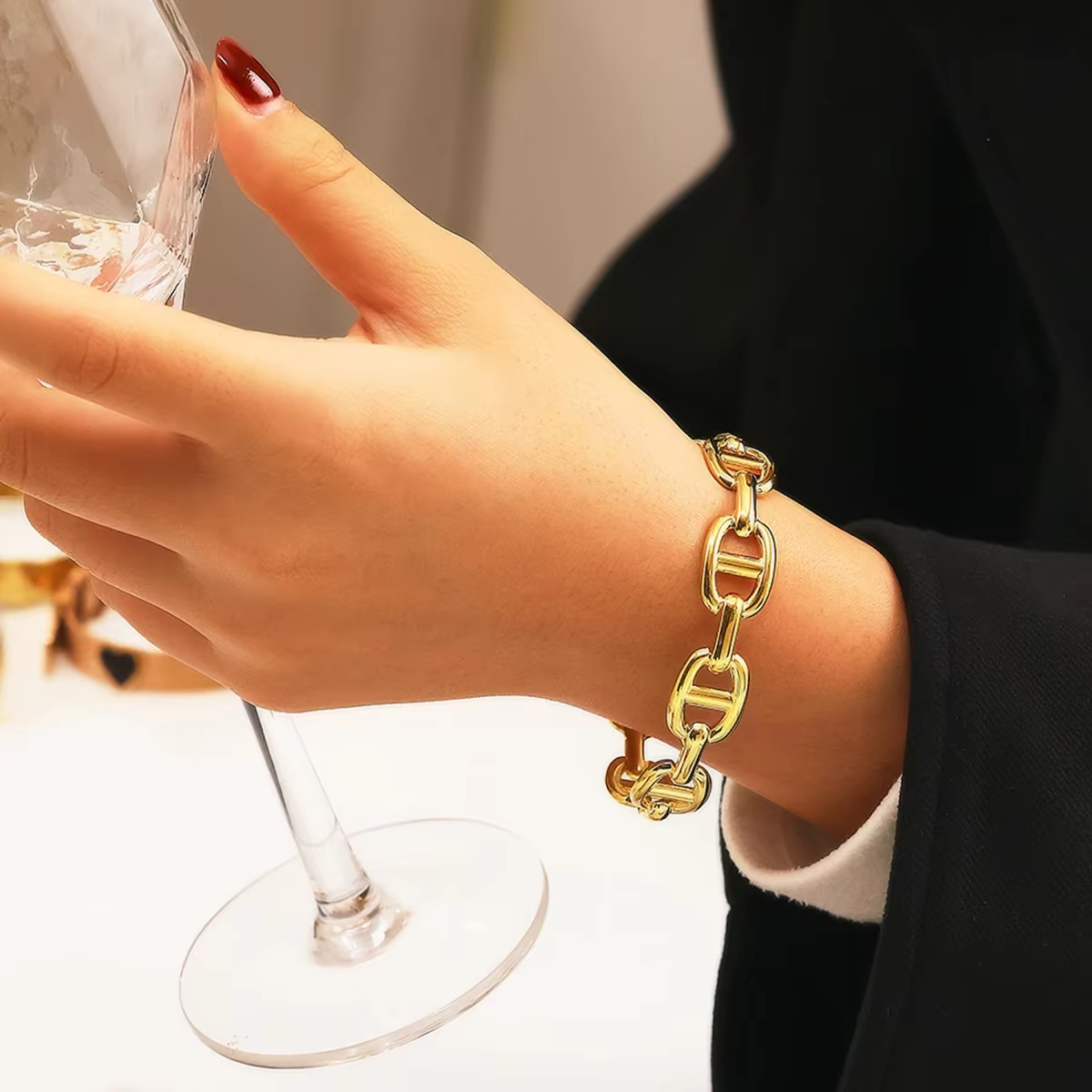 Bracelet squelette en acier inoxydable pour femmes