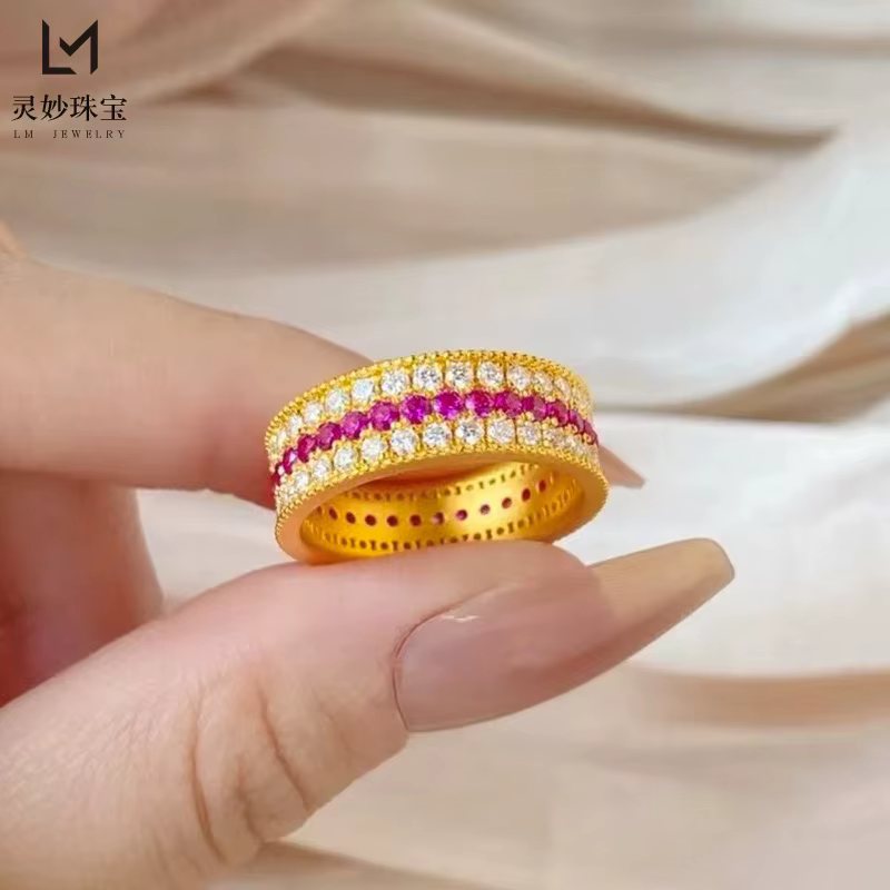 Bague en or véritable 24 carats 9999