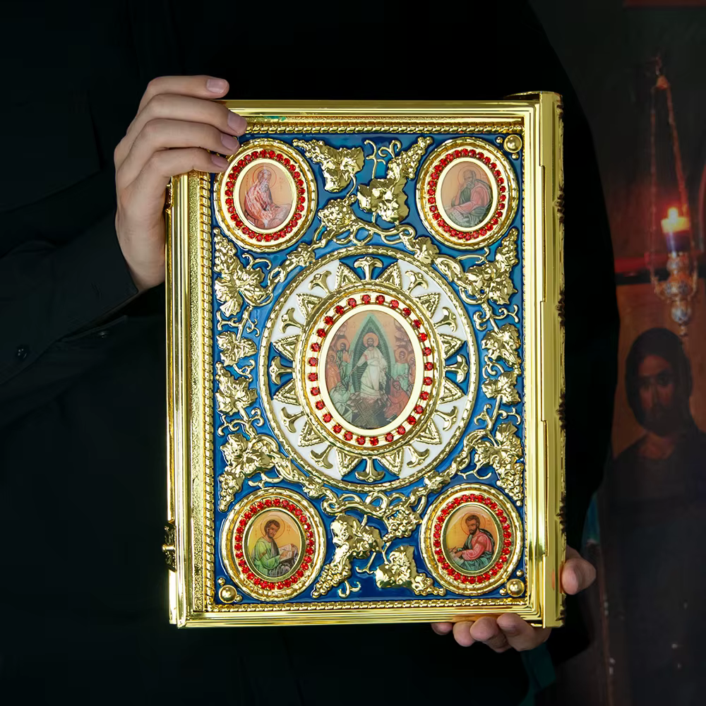 Couverture d'évangile, accessoire de produit d'église plaqué or
