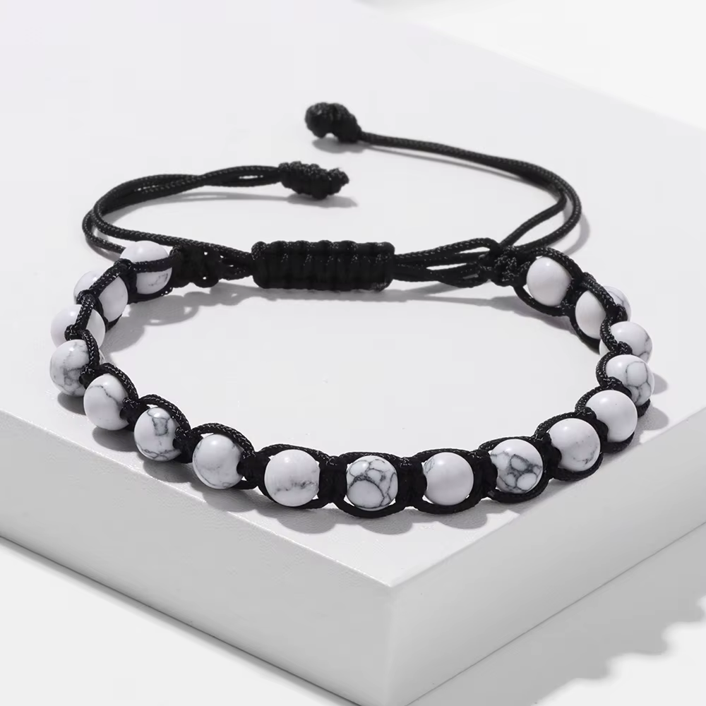 Bracelet enroulé en corde Howlite blanche, 6MM, Agates Turquois, hématite, perle tressée, guérison, bijoux de Yoga, cadeau pour femmes et hommes