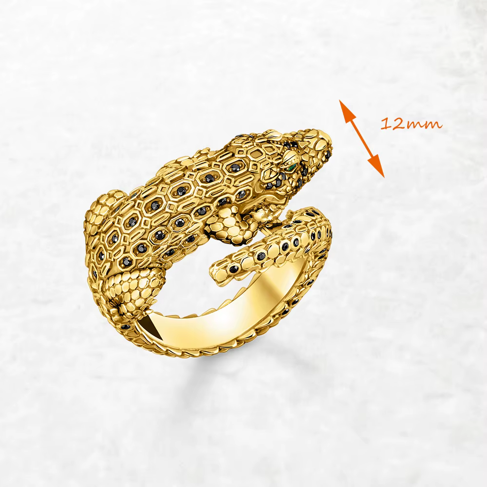 Bague de Cocktail plaquée or Crocodile