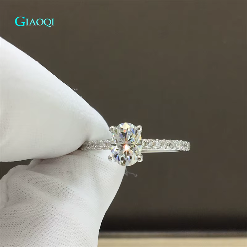 GIAOQI – bague ovale en or blanc 14K