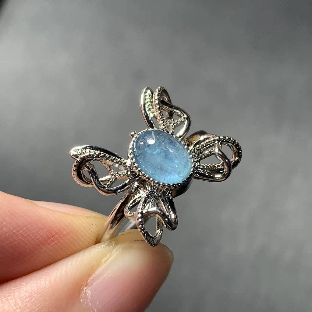 Bague aigue-marine naturelle MM
