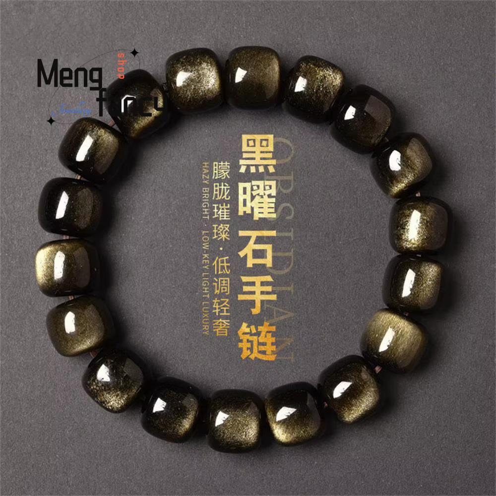 Bracelet de couple en obsidienne dorée et argentée de haute qualité, style ancien, perles exquises, bijoux de mode, best-seller, cadeaux raffinés pour les fêtes
