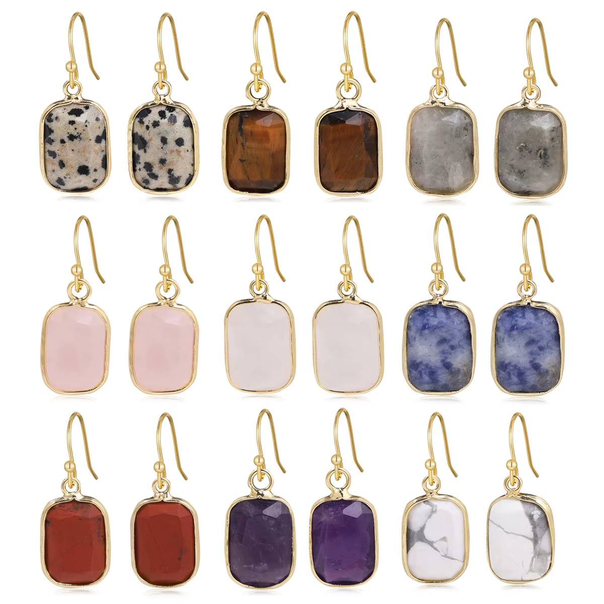 Boucles d'oreilles en pierres précieuses naturelles pour femmes