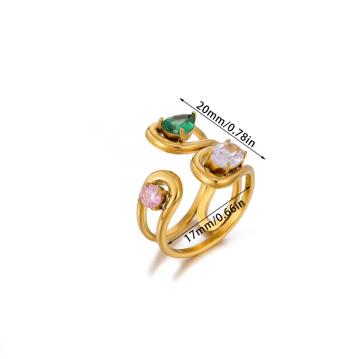 Bagues de luxe en zircon coloré en forme de goutte d'eau pour femmes
