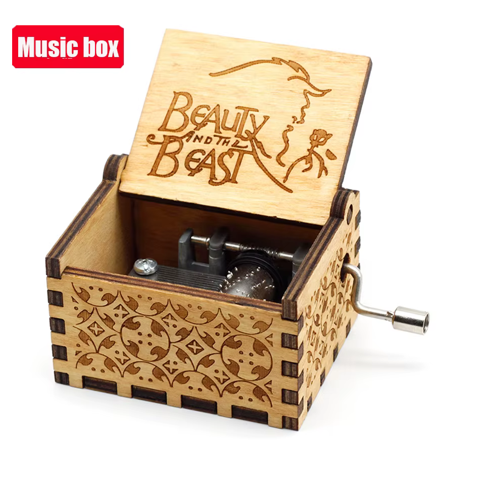 Boîte à musique en bois de style anime