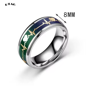 UTAG – bagues d'humeur pour femmes, couleur changeante, battement de cœur, pour hommes, sensation d'émotion, température d'humeur, bague de Couple
