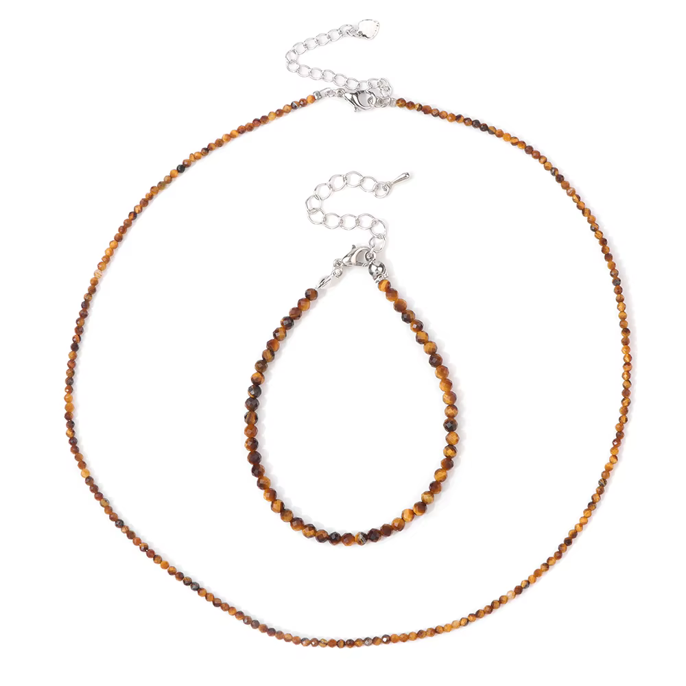 Ensemble collier et bracelet de pierres précieuses pour femmes et filles