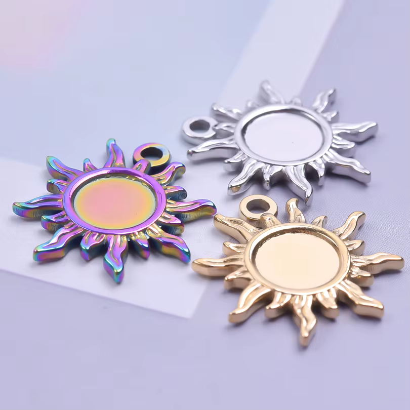 Breloques pendentif soleil pour bijoux, breloques soleil agité, bricolage exécutif, collier, boucles d'oreilles, accessoires, résultats faits à la main, fournitures, 5 pièces, lot