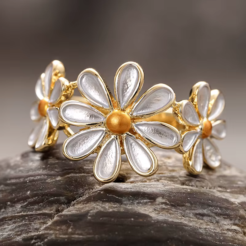 Huitan – bagues à fleurs délicates pour femmes