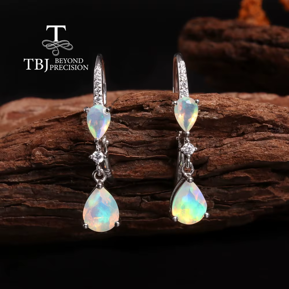 Boucles d'oreilles en argent regardé 925 avec pierre de naissance naturelle pour femmes et filles, bijoux fins, réservoir de luxe, cadeau d'anniversaire, octobre