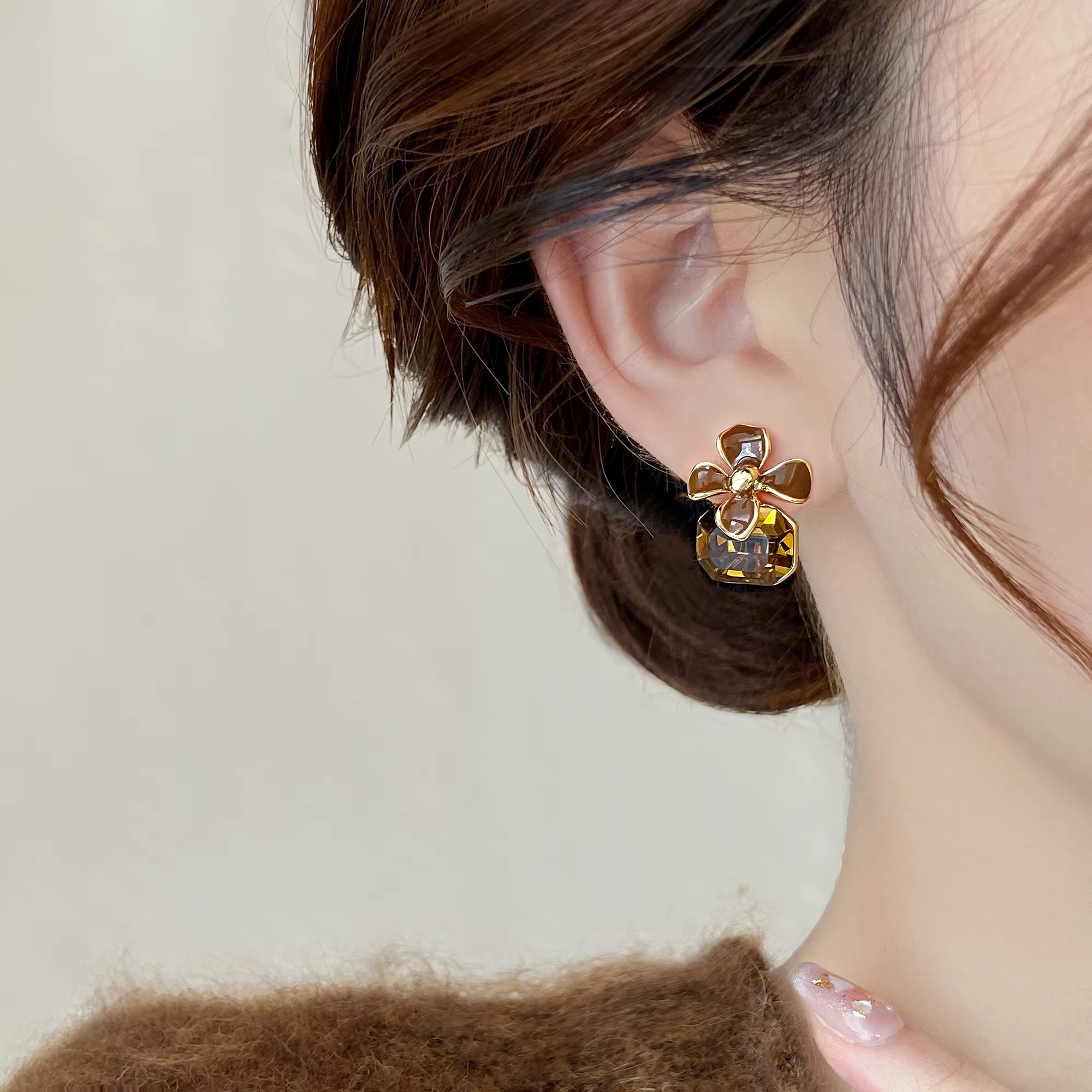 Design Sense Maillard – boucles d'oreilles carrées avec pendentif en cristal