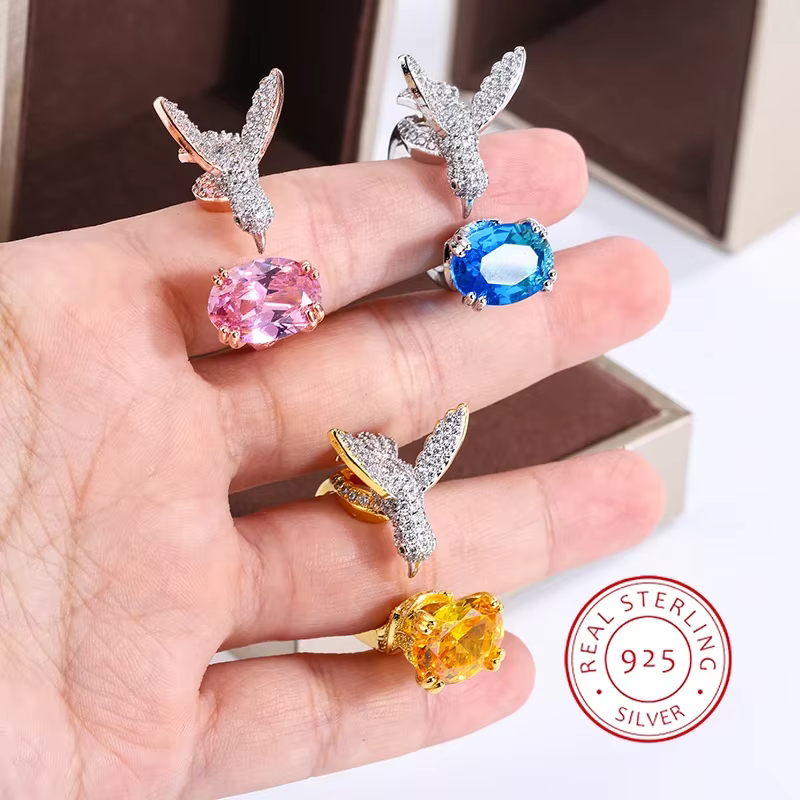 Bague créative en pierres précieuses colorées pour femmes
