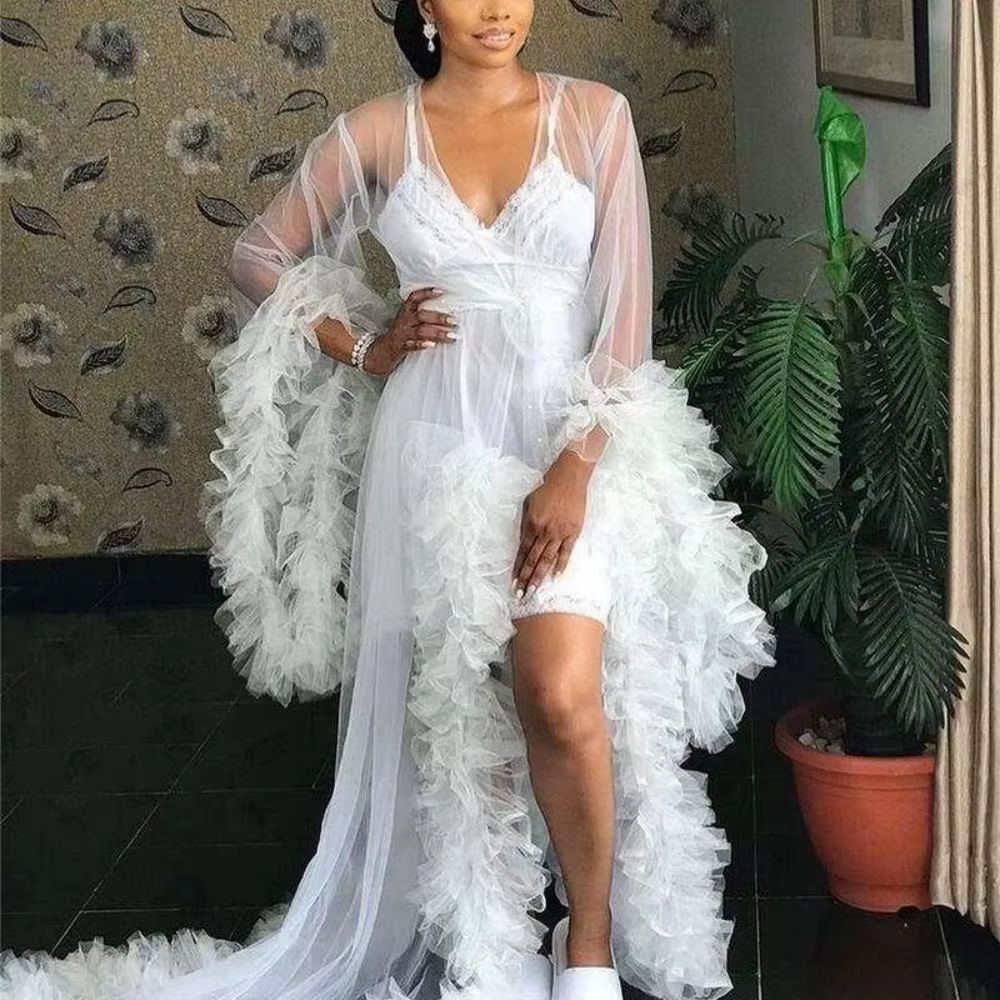 Robe de mariée à volants