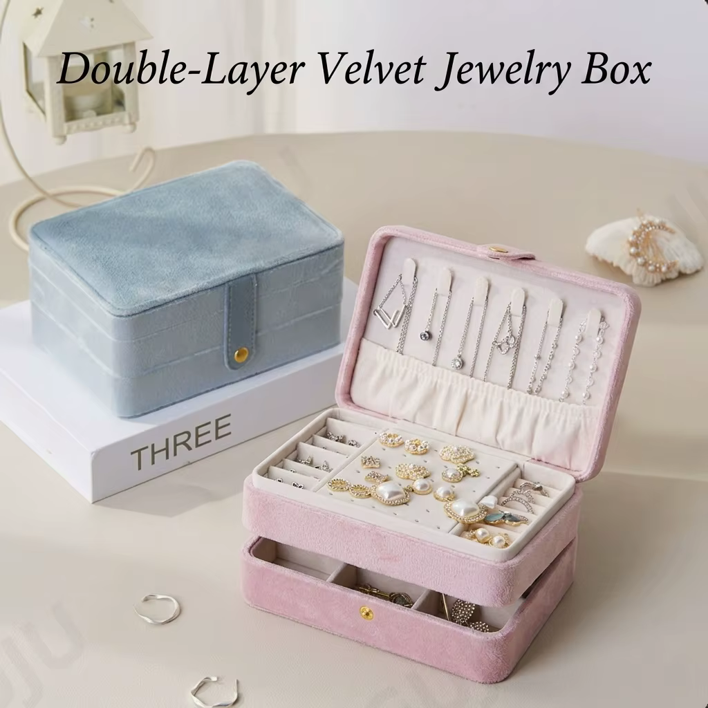 Boîte à bijoux en velours double