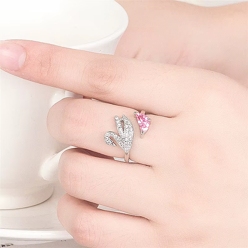 Bague ouverte élégante avec diamant incrusté
