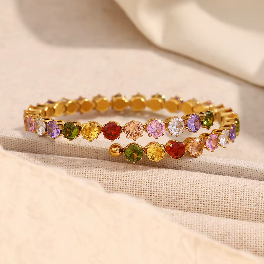 Bracelet en acier inoxydable plaqué or 18 carats