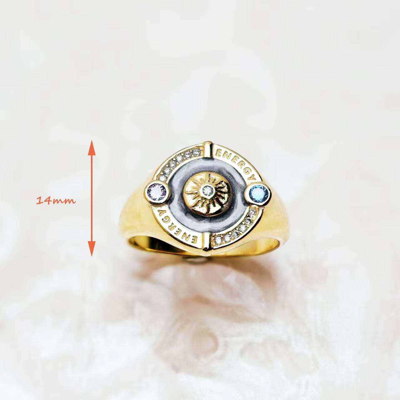 Bague chevalière plaquée or soleil