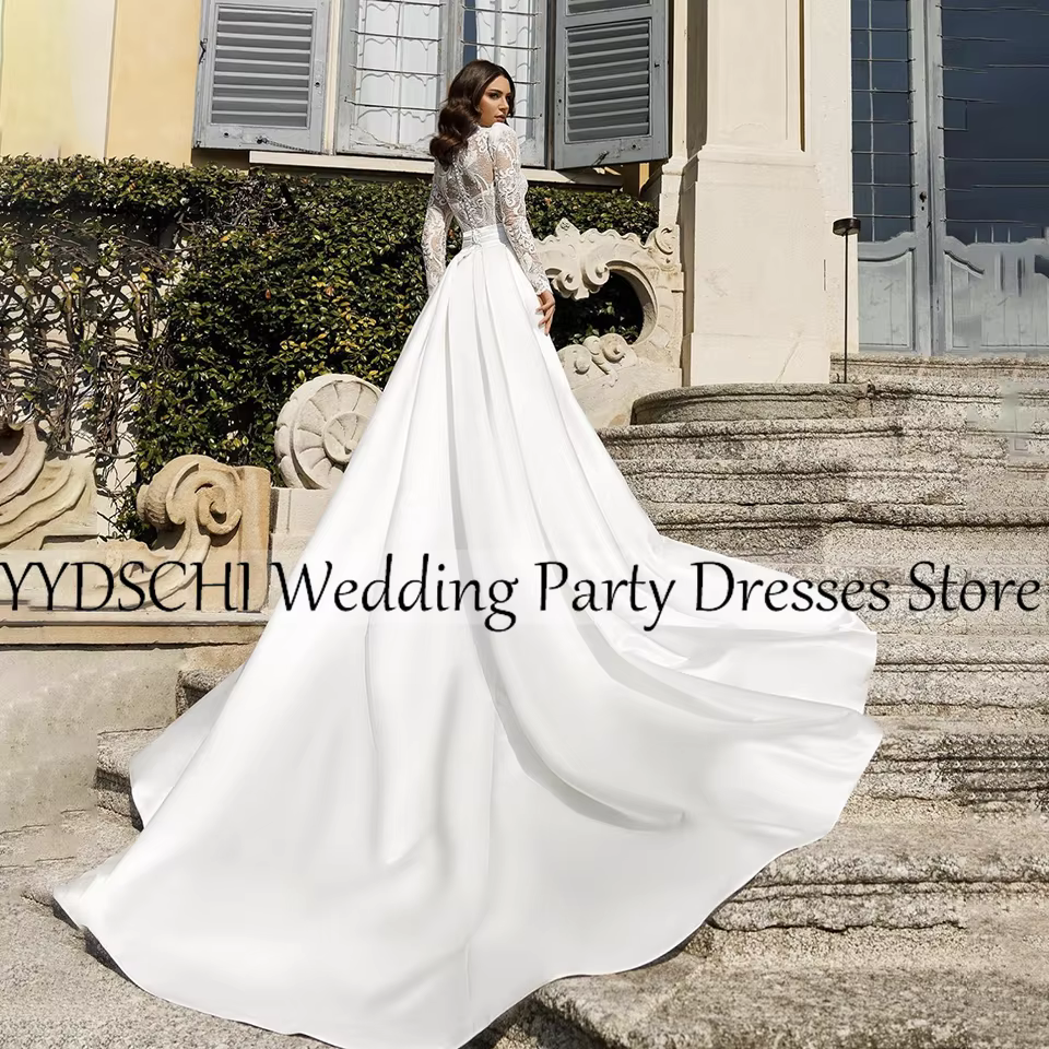 Robes de mariée de luxe blanches/ivoire brodées