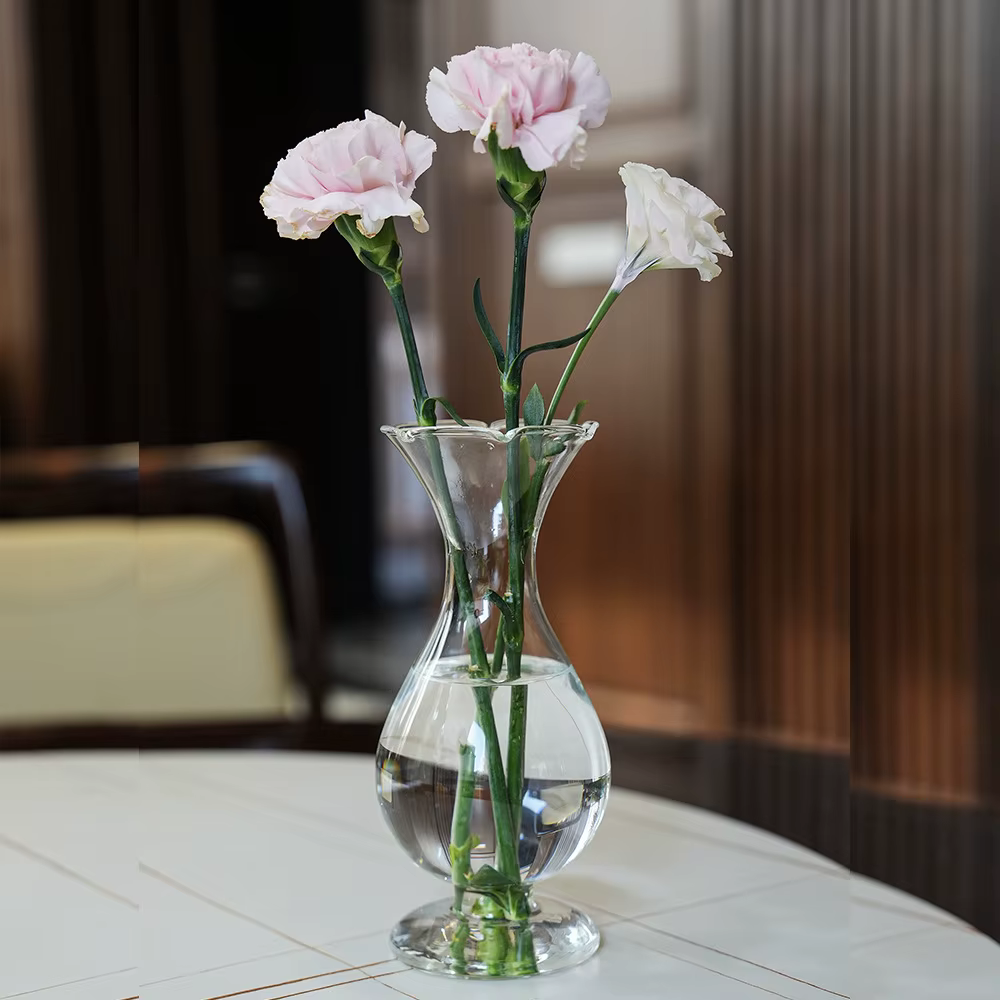 Vase en verre transparent coloré de style français pour arrangement floral hydroponique