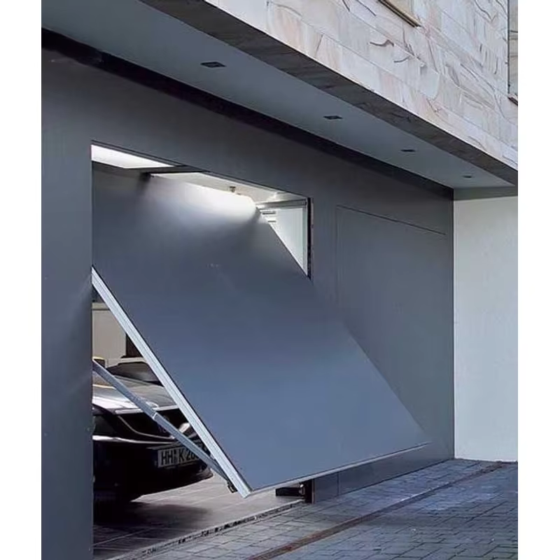 Une fois Art bande de bois couverte porte de garage-double ascenseur incliné garage caché