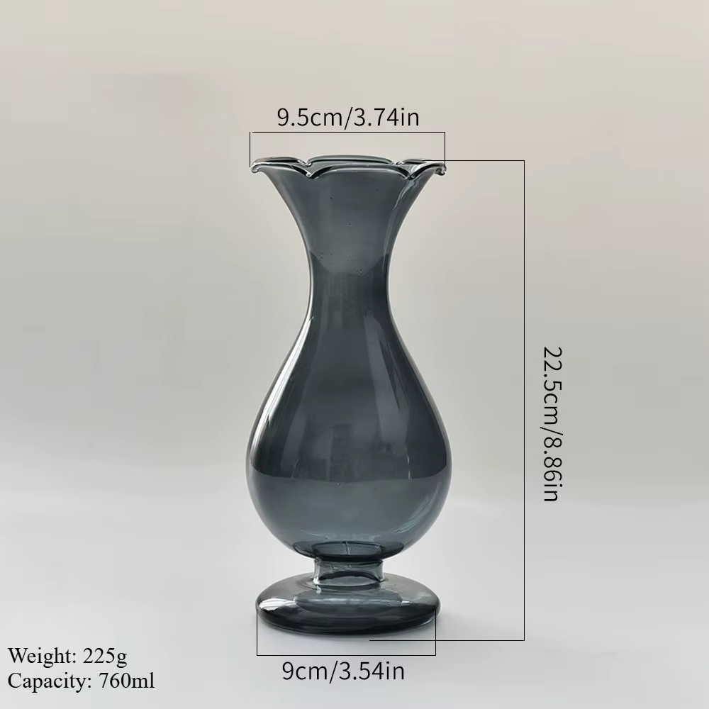 Vase en verre transparent coloré de style français pour arrangement floral hydroponique
