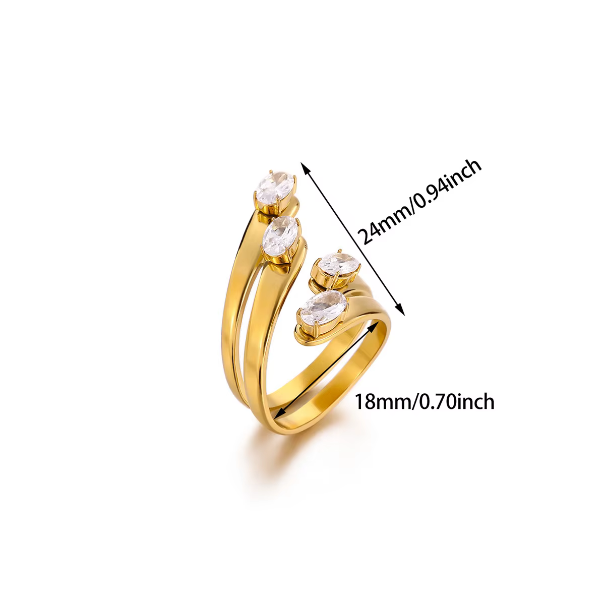 Bagues ovales en zircon pour femmes