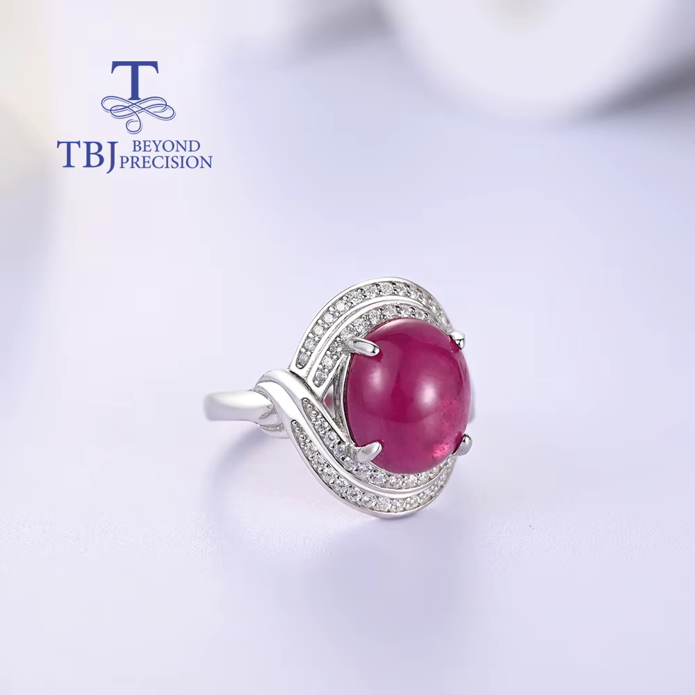 Bague en argent sterling 925 avec une grande pierre précieuse ovale en rubis naturel