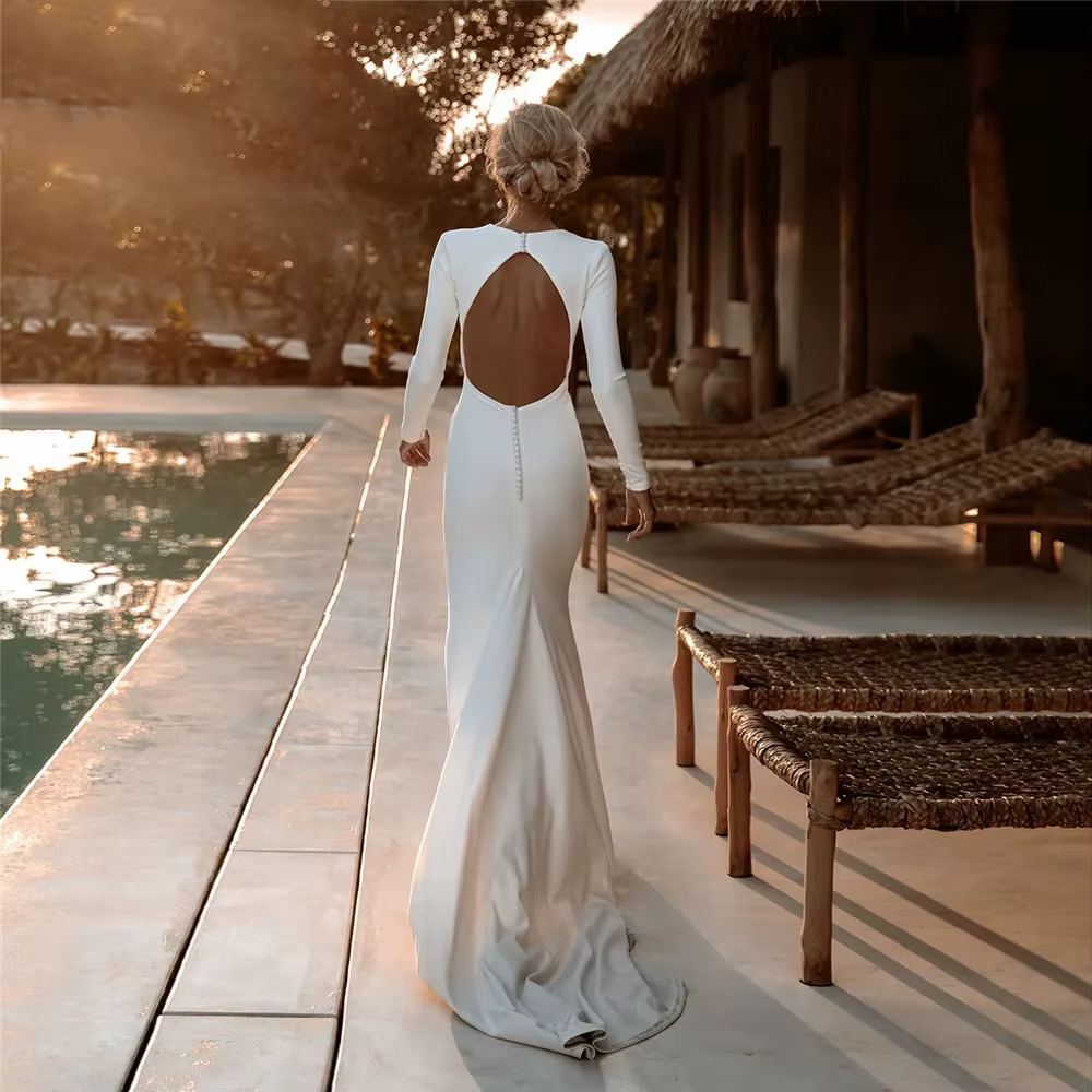 Robe de mariée sirène en satin pour femme
