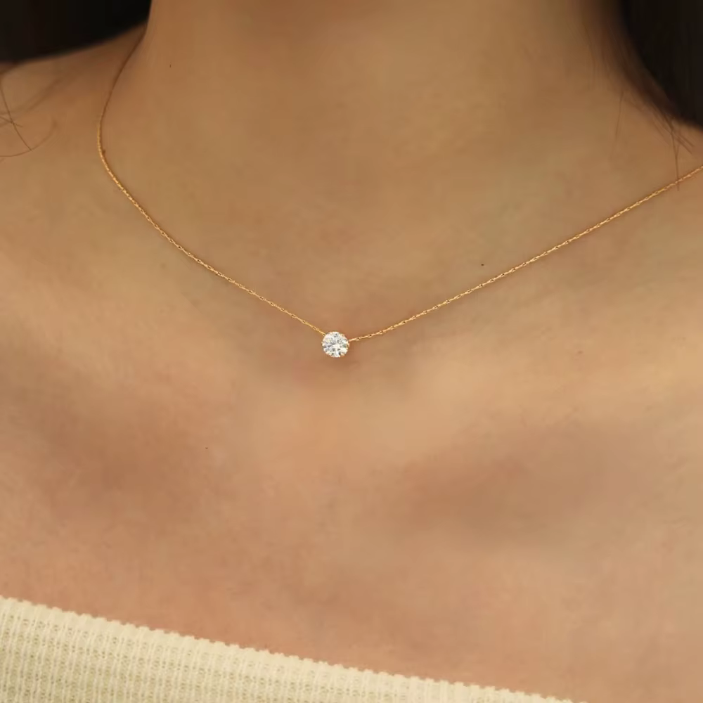 Collier rond en acier inoxydable plaqué or pour femmes