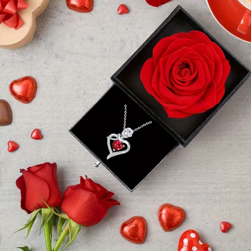 Collier pendentif coeur boîte Rose