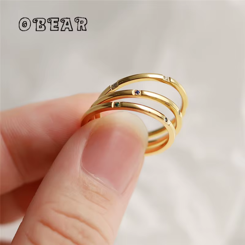 Bagues empilables en acier inoxydable plaqué or 18 carats pour femmes