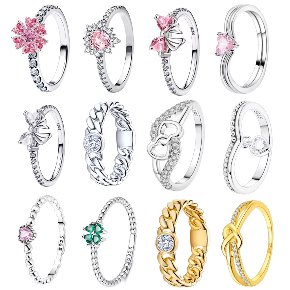 Nouvelle Bague de Mariage Originale en Argent 925 Brillant Double Cœur Zircon pour la Saint-Valentin 2026 – Bijou Fin