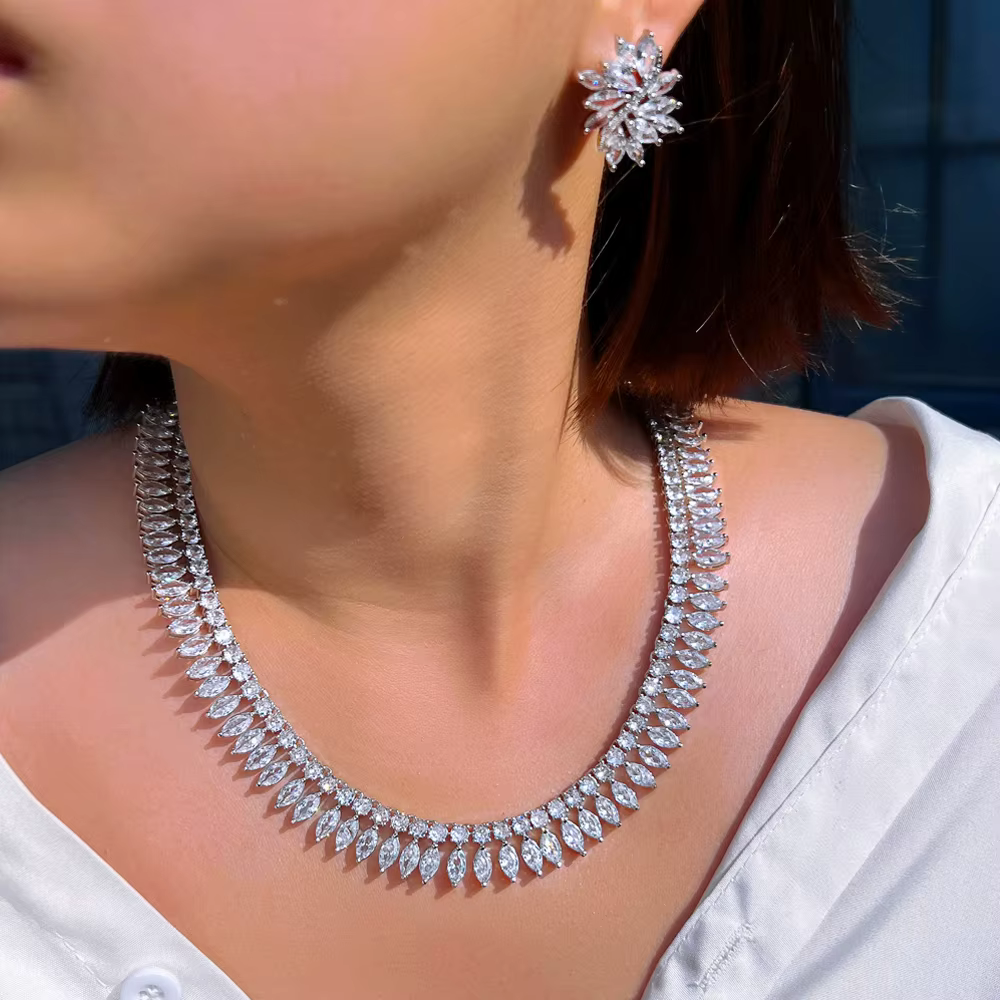 Pera – magnifique collier ras du cou rond en zircone cubique blanche brillante