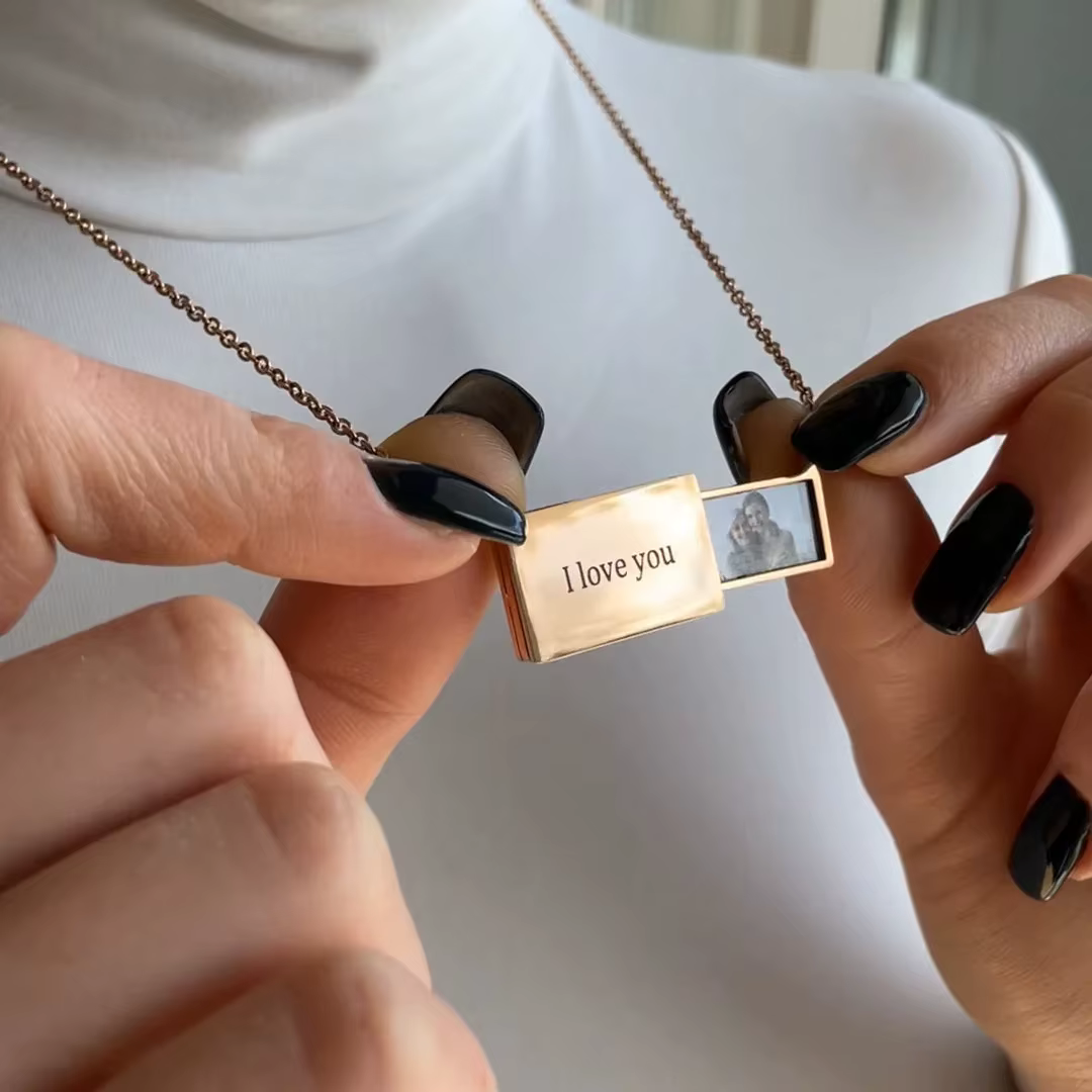 Collier enveloppe avec Message Photo personnalisé