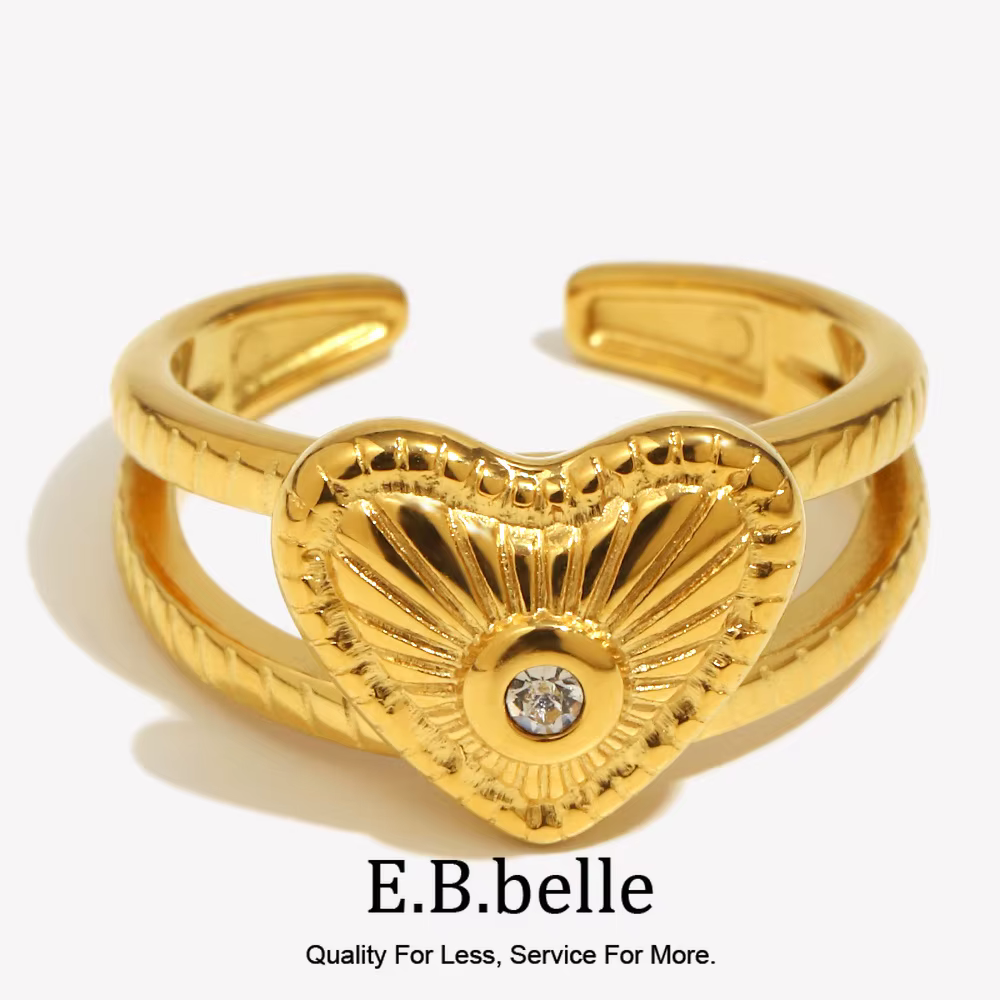 E.B.belle – bague manchette en forme de cœur pour femmes