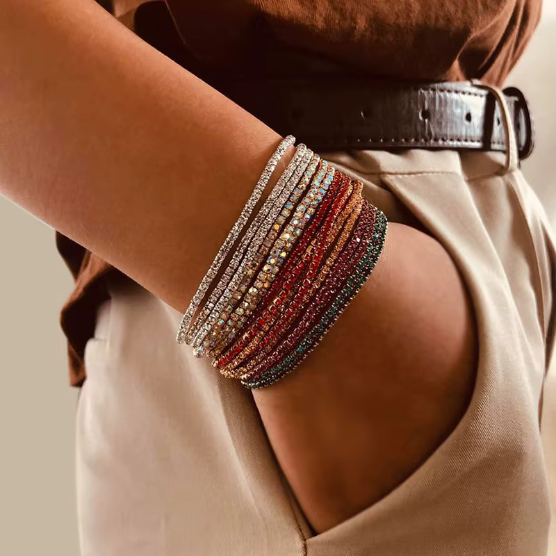 Bracelet élastique en strass pour femmes
